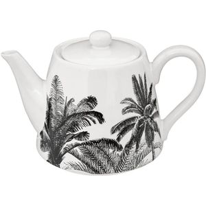 Secret de Gourmet Theepot Botanic - Keramiek - wit met print - 800 ml - 13 x 20 cm - Theepotten