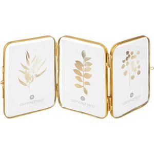 Atmosphera Collage waaier fotolijst voor 3x foto - voor 10 x 15 cm fotos - metaal - goud - 35 x 16 cm - staand