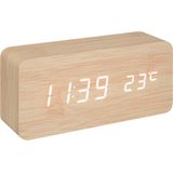 Atmosphera Tafelklok/wekker Seqoia - beige - MDF - 15 x 7 cm - Digitale tijd en temperatuur - batterij/usb voeding