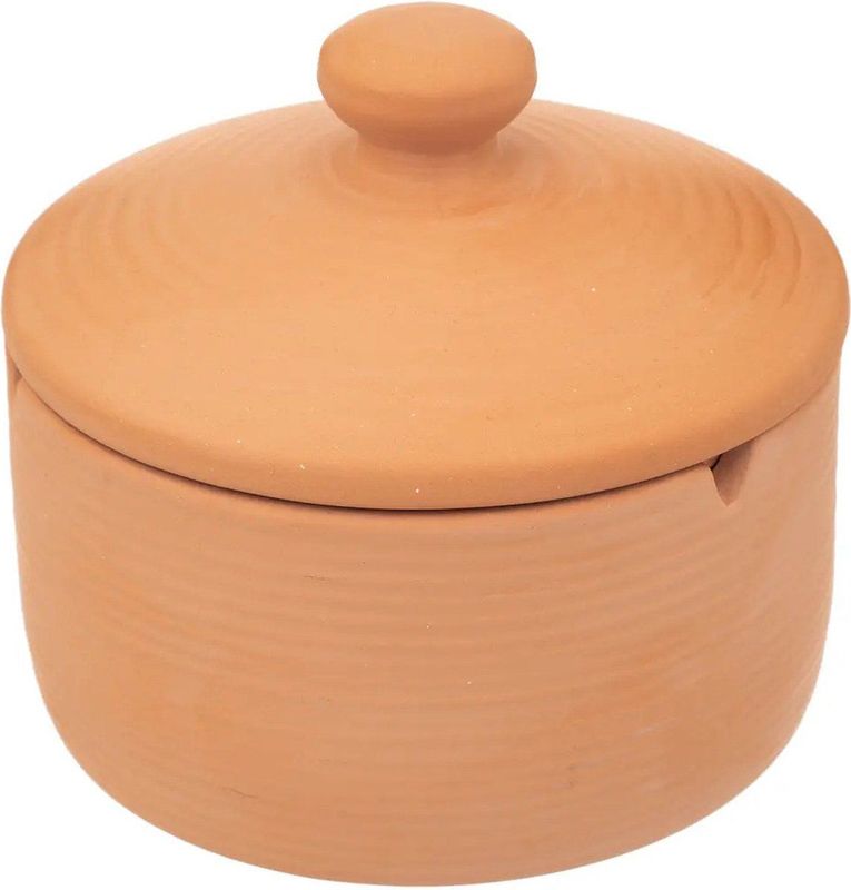 Atmosphera Asbak met stijlvolle deksel - Terracotta - D13 cm - steenrood - voor binnen/balkon/serre