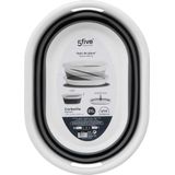 5Five Wasmand opvouwbaar met handvatten - kunststof - 21L - grijs/wit - 54 x 39 x 23 cm