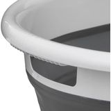 5Five Wasmand opvouwbaar met handvatten - kunststof - 21L - grijs/wit - 54 x 39 x 23 cm