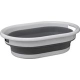 5Five Wasmand opvouwbaar met handvatten - kunststof - 21L - grijs/wit - 54 x 39 x 23 cm