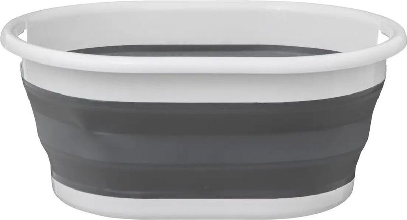 5Five Wasmand opvouwbaar met handvatten - kunststof - 21L - grijs/wit - 54 x 39 x 23 cm
