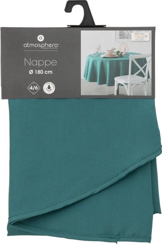 Atmosphera - Tafelkleed Rond - Petrol Blauw - Diameter 180 cm - Vlekbestendig - Polyester