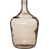 Atmosphera bloemenvaas Bologna - Olijfolie Fles model - transparant - Smoke lichtgrijs glas - H30 x D18 cm