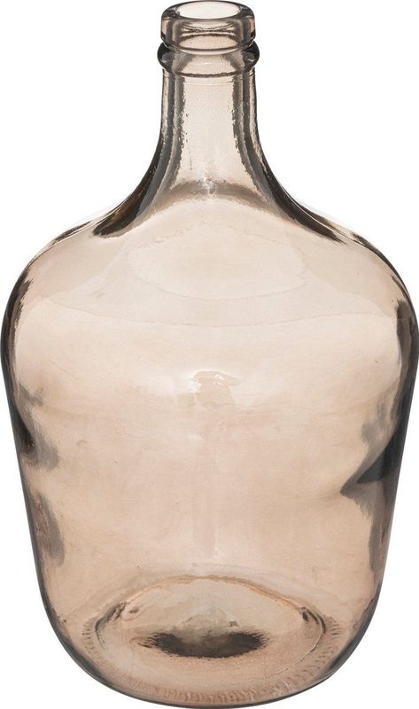 Atmosphera bloemenvaas Bologna - Olijfolie Fles model - transparant - Smoke lichtgrijs glas - H30 x D18 cm