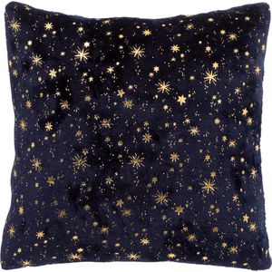 Feeric Christmas - bank/sier kussen - sterrenhemel blauw/goud - 40 cm