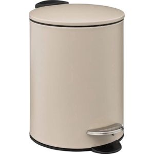 5Five kleine pedaalemmer metaal beige 3L Badkamer Badkamer/toilet