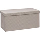 Atmosphera Poef/hocker/voetenbankje - opbergbox - fluweel beige - PO/MDF - 38 x 38 x 76 cm - opvouwbaar