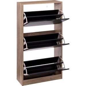 5five Schoenenkast 3 lades 60x24x118 cm voor 18 paar - bruin/zwart