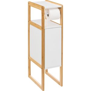 Toiletrolhouder Natureo met Reserverolhouder 33x20x80cm - Wit/Bruin