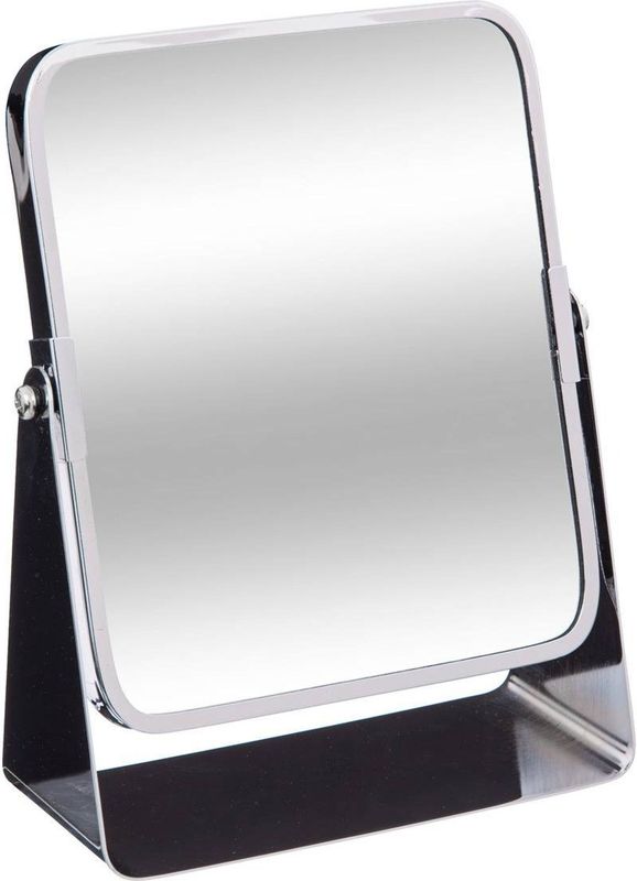 5Five make-up spiegel - 3x zoom - metaal - 7 x 20 cm - zilver - rechthoek - dubbelzijdig