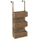 5Five Opbergmand deurrek - 3 manden - riet - bruin - 28 x 12 x 69 cm - badkamerkast