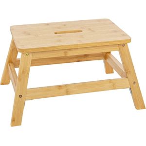 Voetenbankje/opstapje/krukje - bamboe - 47 x 33 x 25 cm - draagvermogen 150 kilo