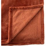 Atmosphera fleece deken/fleeceplaid - terracotta - 125 x 150 cm - polyester - Bankdeken
