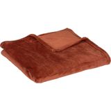 Atmosphera fleece deken/fleeceplaid - terracotta - 125 x 150 cm - polyester - Bankdeken