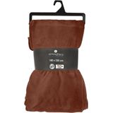 Atmosphera fleece deken/fleeceplaid - terracotta - 180 x 230 cm - polyester - Molton Bankdeken