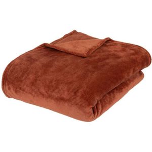 Atmosphera fleece deken/fleeceplaid - terracotta - 180 x 230 cm - polyester - Molton Bankdeken