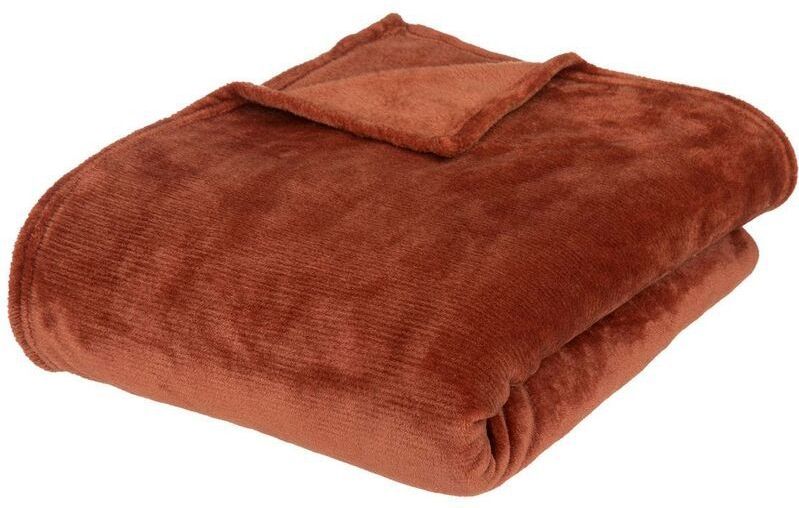 Atmosphera fleece deken/fleeceplaid - terracotta - 180 x 230 cm - polyester - Molton Bankdeken