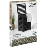 Wasmand met deksel - Bamboe - Zwart - 65 l - 40 cm x 38 cm x 58 cm