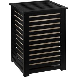 Wasmand met deksel - Bamboe - Zwart - 65 l - 40 cm x 38 cm x 58 cm