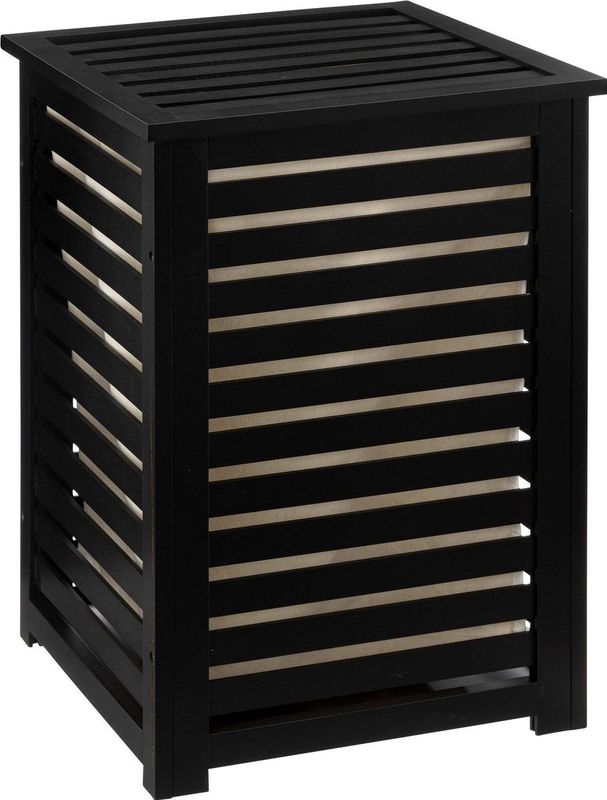 Wasmand met deksel - Bamboe - Zwart - 65 l - 40 cm x 38 cm x 58 cm