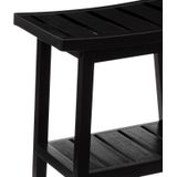 5Five Douche of bijzet krukje - bamboe hout - zwart - L40 x B25 x H46 cm