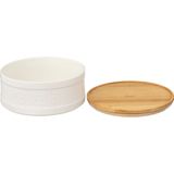 5Five - Biscuits - Koektrommel - Wit - Keramiek met Bamboe Deksel, Inhoud 2.2 Liter