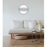 Atmosphera Spiegel/wandspiegel - rond - Dia 38 cm - metaal/glas - zwart