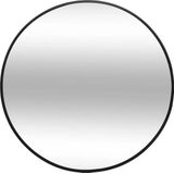 Atmosphera Spiegel/wandspiegel - rond - Dia 38 cm - metaal/glas - zwart