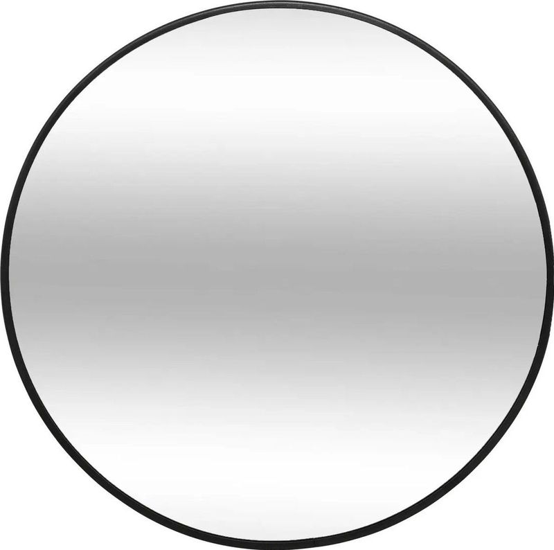 Atmosphera Spiegel/wandspiegel - rond - Dia 38 cm - metaal/glas - zwart
