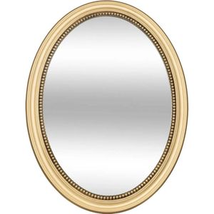 Atmosphera Spiegel/wandspiegel - ovaal - 53 x 40 cm - mdf hout/glas - goud - ornament rand