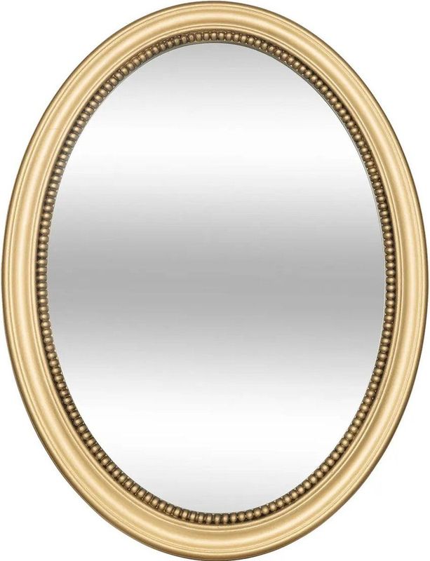 Atmosphera Spiegel/wandspiegel - ovaal - 53 x 40 cm - mdf hout/glas - goud - ornament rand