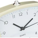 Atmosphera Wekker/alarmklok Malaga - creme wit - metaal/glas - 14 x 14 cm - op pootjes - batterij voeding