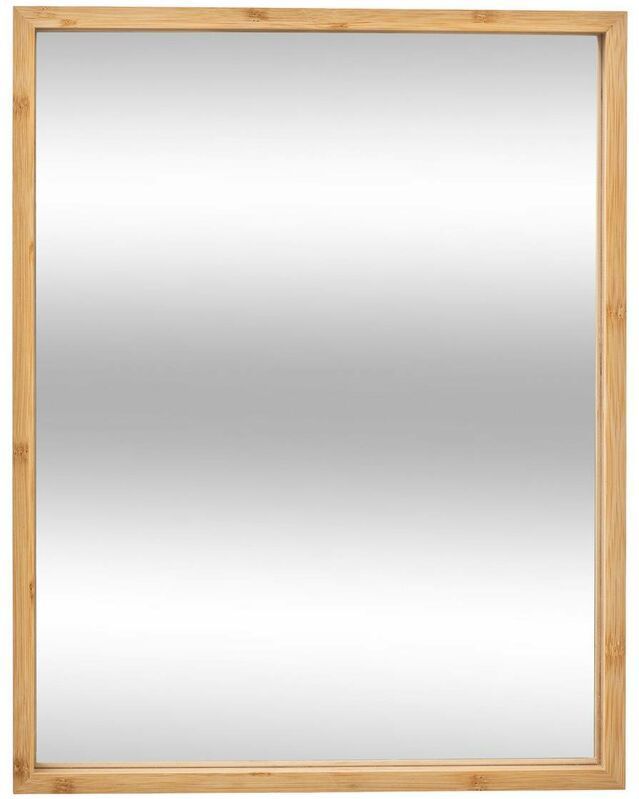 Badkamerspiegel in een bamboe frame, 34 x 44 cm