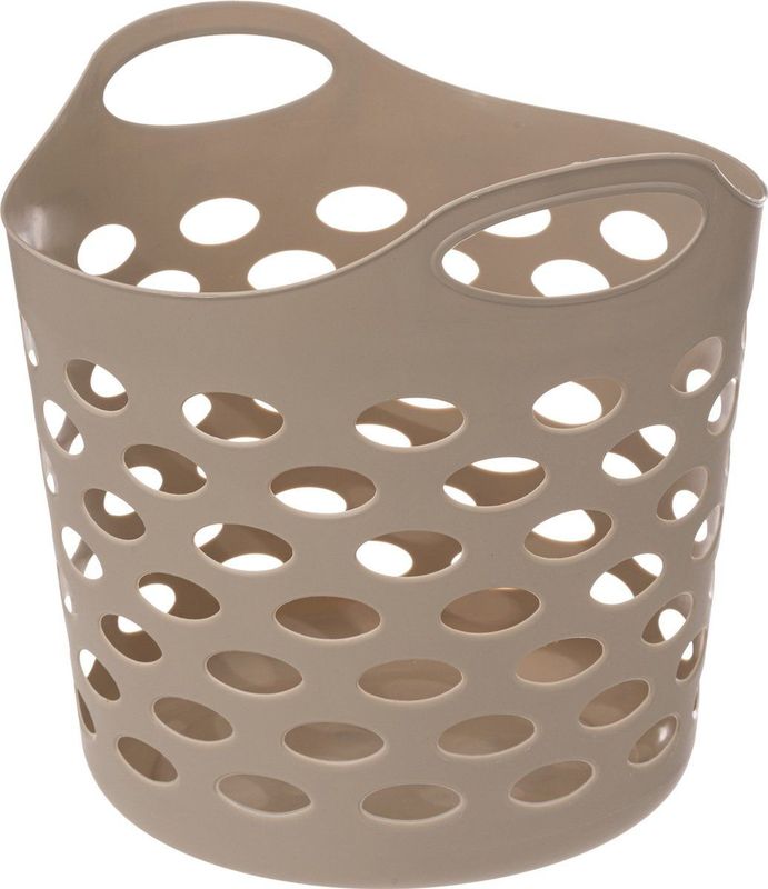 5Five Flexibele wasmand/opbergmand - rond - beige - 28 liter - D39 x H54 cm