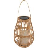 Atmosphera Solar tuin lantaarn - naturel - rotan kunststof - 16 x 23 cm - buiten - Led kaars licht