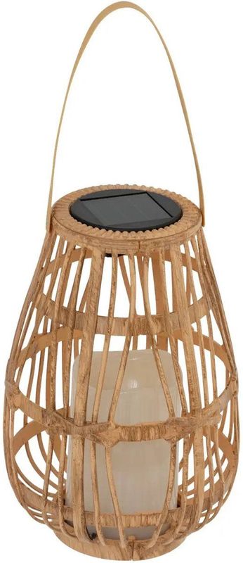 Atmosphera Solar tuin lantaarn - naturel - rotan kunststof - 16 x 23 cm - buiten - Led kaars licht
