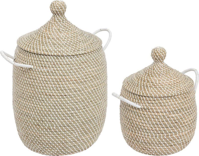 Atmosphera Soleya Stro manden set van 2 stuks Ø39xH58cm - Beige