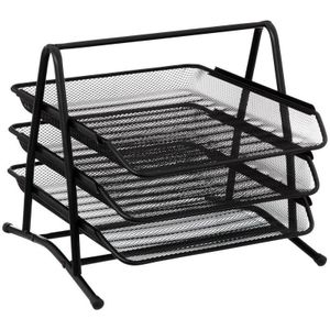 5Five Brievenbak/postbakje A4 formaat - sorteer rekje - draadmetaal - zwart - L30 x B35 x H27 cm - kantoor/bureau artikelen