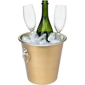 Secret de Gourmet Champagne & wijnfles koeler/ijsemmer - goud - RVS - 22 x 21 cm