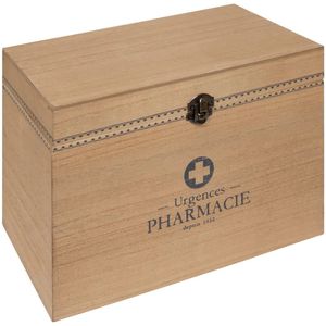 Atmosphera - Verband en Medicijnen Opberg Kist - Beige - MDF Hout - 27 x 16 x 20 cm