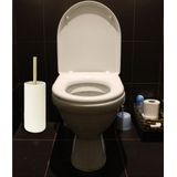 5Five Toiletborstel Savona in houder - kunststeen - ivoor - 10 x 35 cm - WC borstels - Modern - Luxe