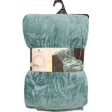 Atmosphera - Leafes - Plaid - IJsblauw - 180 x 230 cm - 2 Persoons