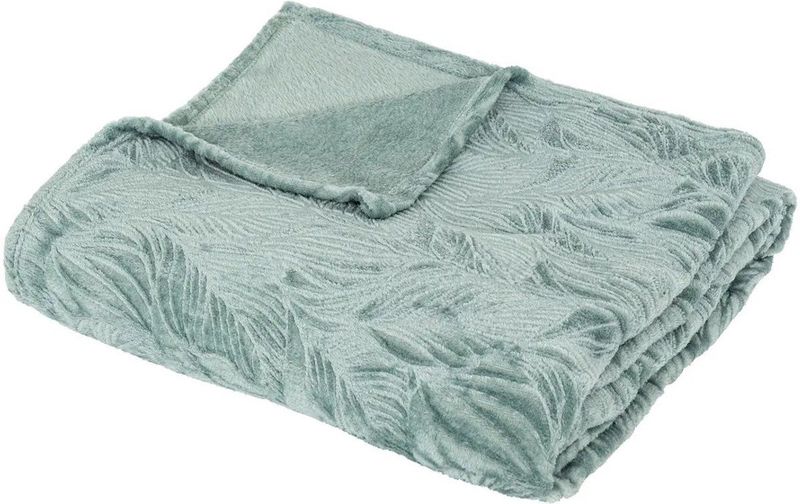 Atmosphera - Leafes - Plaid - IJsblauw - 180 x 230 cm - 2 Persoons