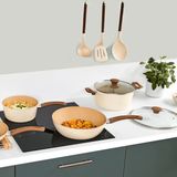 5Five Braad/wokpan met deksel Harmony - Alle warmtebronnen - Beige - Dia 27 cm - handvat bakeliet - aluminium