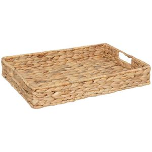 5Five Design dienblad van metaal/riet - 45 x 32 cm - beige - Hoge opstaande rand - Dienbladen