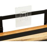 5Five Badkamer douche rekje organizer - zwart metaal/acacia hout - zuignappen - 25 x 15 x 30 cm