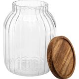 5Five - Voorraadpot - Acacia Hout - Glas - 2L - 13 x 18 cm - Keuken Voorraadpotten